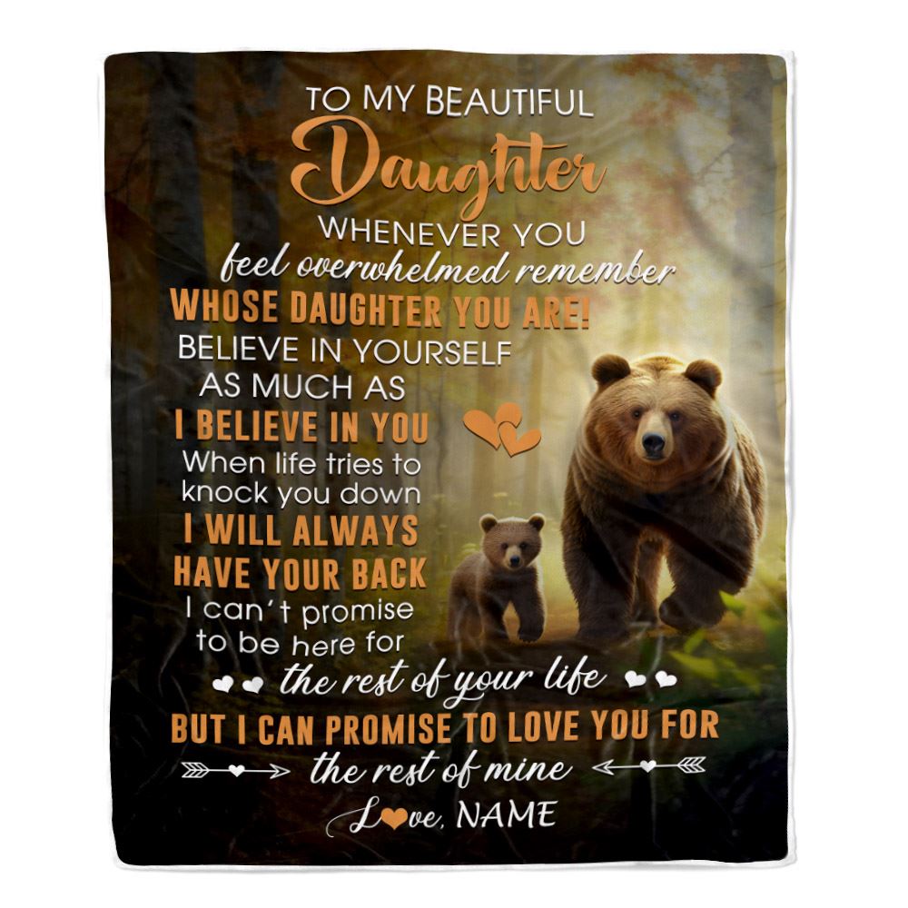 Personalized To My Daughter Blanket From Mom Dad Mother Whenever You Feel Bear Daughter Birthday Gifts Graduation Christmas Customized Fleece Throw Blanket | teecentury
