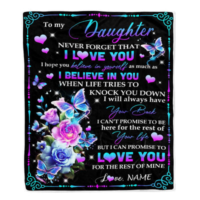 Personalized To My Daughter Blanket From Mom Dad Never Forget I Love You Butterfly Daughter Birthday Graduation Christmas Customized Fleece Throw Blanket | teecentury