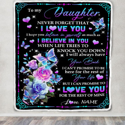 Personalized To My Daughter Blanket From Mom Dad Never Forget I Love You Butterfly Daughter Birthday Graduation Christmas Customized Fleece Throw Blanket | teecentury
