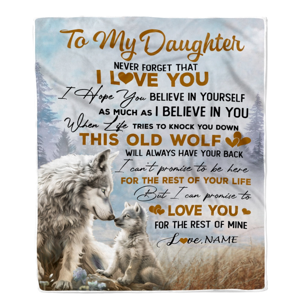 Personalized To My Daughter Blanket From Mom Dad Never Forget That I Love You Wolf Daughter Birthday Graduation Christmas Customized Bed Fleece Throw Blanket | teecentury