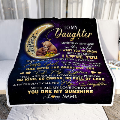 Personalized To My Daughter Blanket From Mom Dad Positive Energy Encourage Brave Little Bear Daughter Birthday Christmas Thanksgiving Customized Fleece Blanket Blanket | Teecentury.com