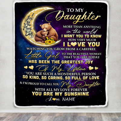 Personalized To My Daughter Blanket From Mom Dad Positive Energy Encourage Brave Little Bear Daughter Birthday Christmas Thanksgiving Customized Fleece Blanket Blanket | Teecentury.com