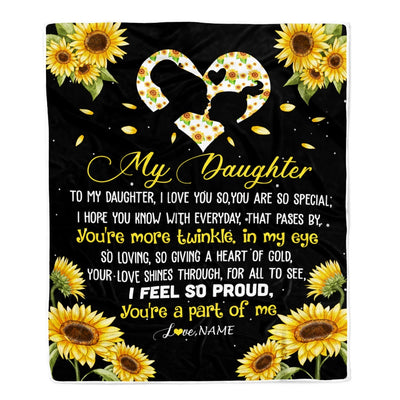 Personalized To My Daughter Blanket From Mom Dad Sunflower I Love You So Special Daughter Birthday Graduation Christmas Customized Bed Fleece Throw Blanket | teecentury