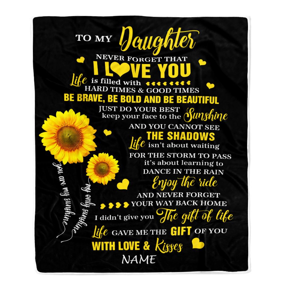Personalized To My Daughter Blanket From Mom Dad Sunflower Never Forget I Love You Daughter Birthday Celebrating Graduation Gift Christmas Fleece Blanket | teecentury