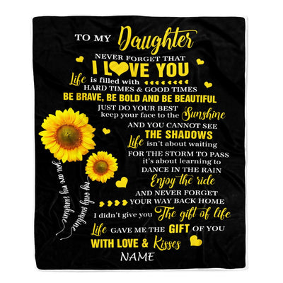 Personalized To My Daughter Blanket From Mom Dad Sunflower Never Forget I Love You Daughter Birthday Celebrating Graduation Gift Christmas Fleece Blanket | teecentury