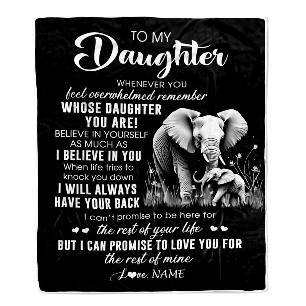 Personalized To My Daughter Blanket From Mom Dad Whenever You Feel Elephant Daughter Birthday Gifts Graduation Christmas Customized Fleece Throw Blanket | teecentury