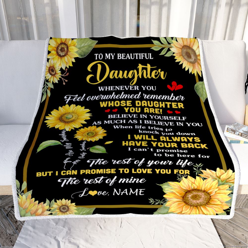 Personalized To My Daughter Blanket From Mom Dad Whenever You Feel Sunflower Daughter Birthday Gifts Graduation Christmas Customized Fleece Throw Blanket | teecentury
