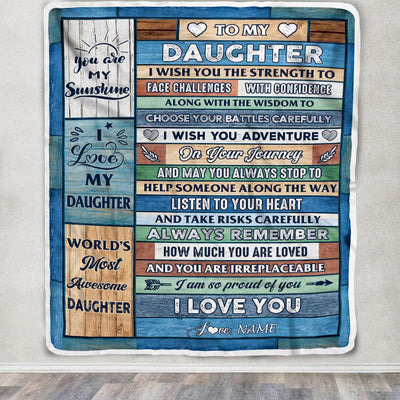 Personalized To My Daughter Blanket From Mom Dad Wood I Am So Proud Of You I Love You Daughter Birthday Graduation Christmas Customized Fleece Throw Blanket | teecentury