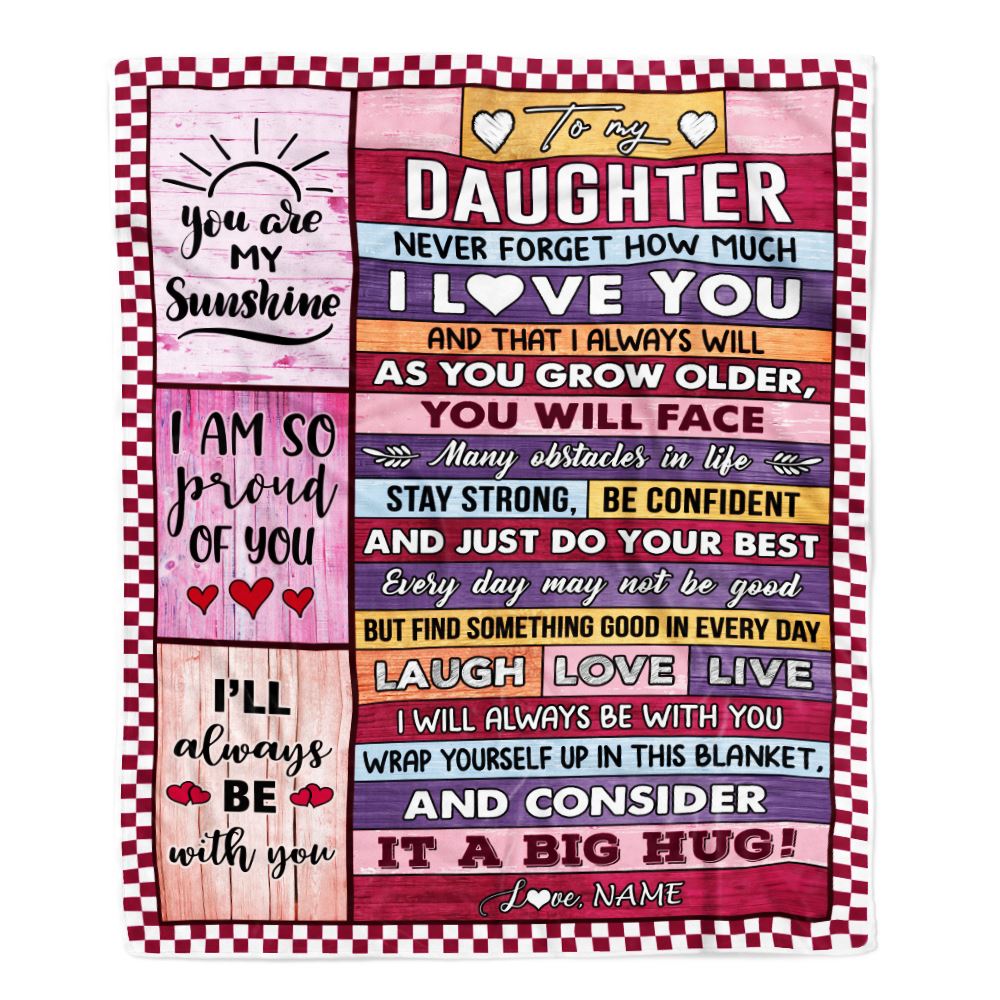 Personalized To My Daughter Blanket From Mom Dad Wood Never Forget How Much I Love You Daughter Birthday Graduation Christmas Customized Fleece Throw Blanket | teecentury