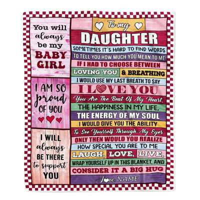 Personalized To My Daughter Blanket From Mom Dad Wood You Mean Yo Me Baby Girl Daughter Birthday Graduation Christmas Customized Gift Fleece Throw Blanket | teecentury