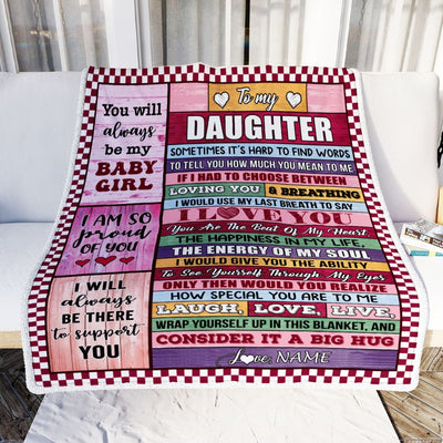 Personalized To My Daughter Blanket From Mom Dad Wood You Mean Yo Me Baby Girl Daughter Birthday Graduation Christmas Customized Gift Fleece Throw Blanket | teecentury
