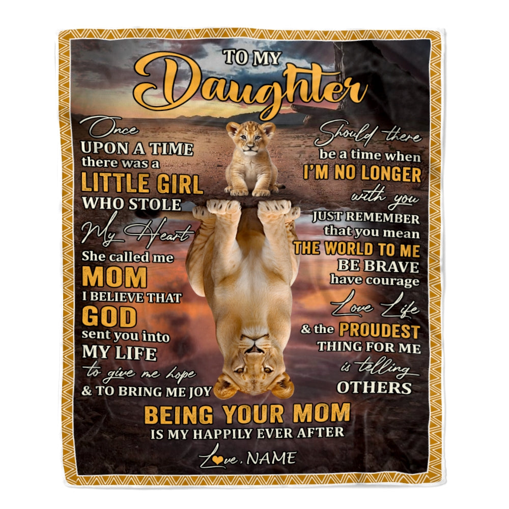 Personalized To My Daughter Blanket From Mom Lion Being Your Mom Is My Happily Ever Daughter Birthday Graduation Christmas Customized Fleece Throw Blanket | teecentury