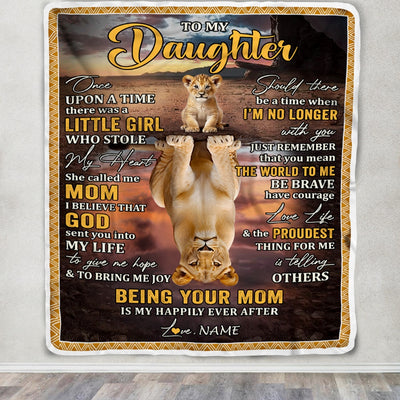Personalized To My Daughter Blanket From Mom Lion Being Your Mom Is My Happily Ever Daughter Birthday Graduation Christmas Customized Fleece Throw Blanket | teecentury