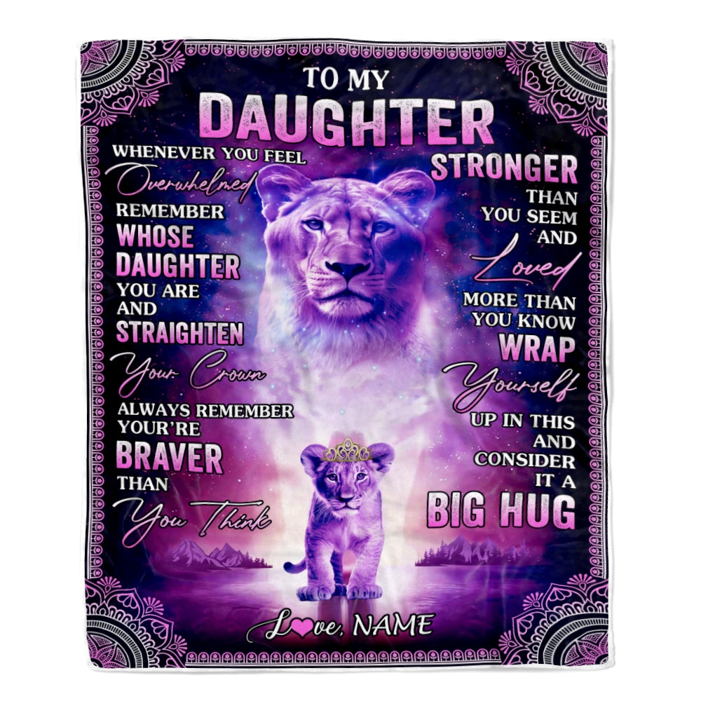 Personalized To My Daughter Blanket From Mom Lion I Love You It A Big Hug Letter To My Daughter Birthday Graduation Christmas Customized Fleece Throw Blanket Blanket | Teecentury.com