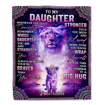 Personalized To My Daughter Blanket From Mom Lion I Love You It A Big Hug Letter To My Daughter Birthday Graduation Christmas Customized Fleece Throw Blanket Blanket | Teecentury.com