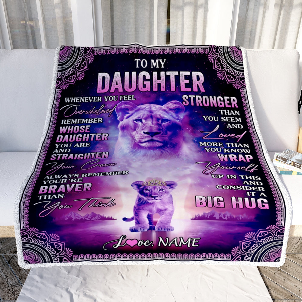 Personalized To My Daughter Blanket From Mom Lion I Love You It A Big Hug Letter To My Daughter Birthday Graduation Christmas Customized Fleece Throw Blanket Blanket | Teecentury.com