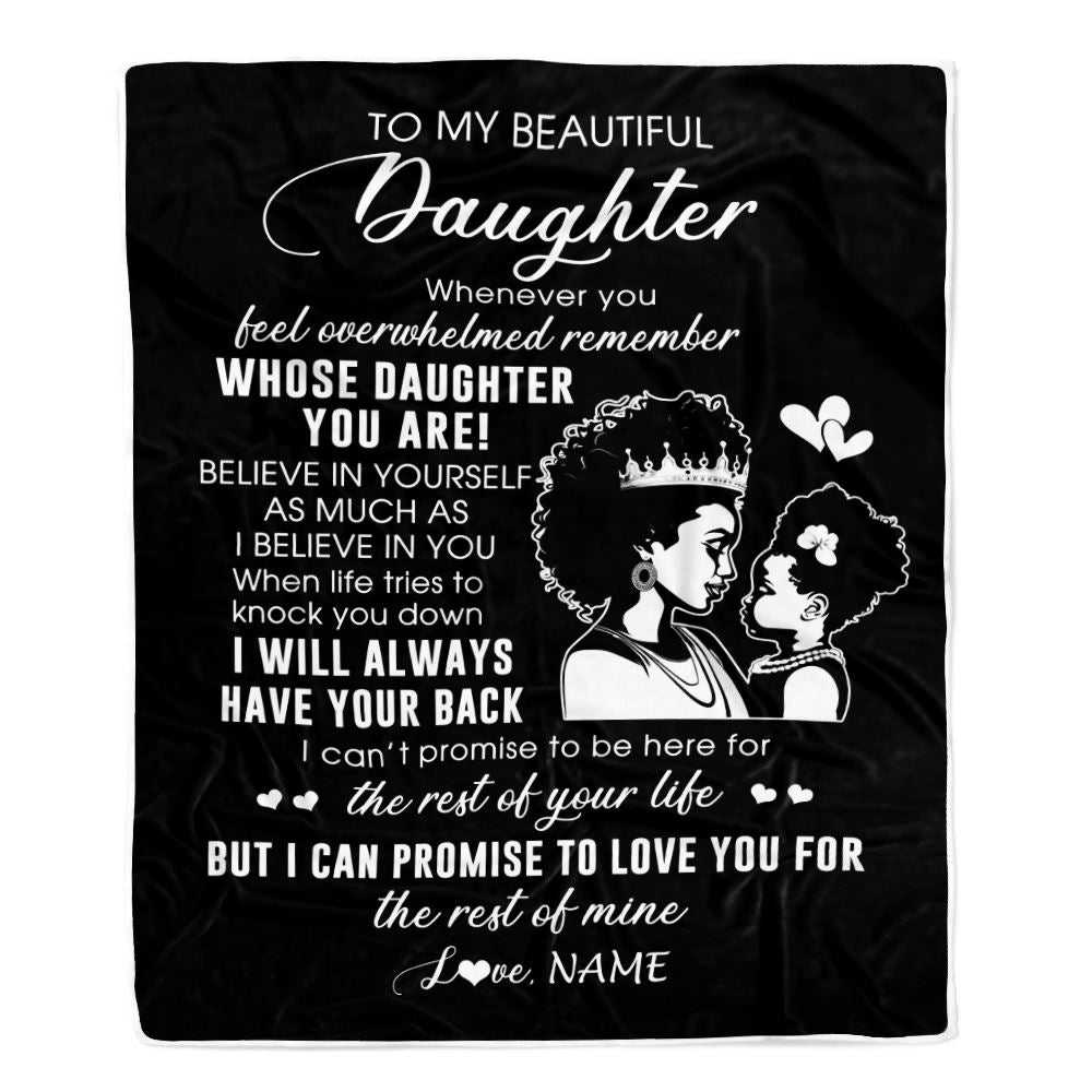 Personalized To My Daughter Blanket From Mom Mother African Woman Whenever You Feel Overwhelmed Daughter Birthday Graduation Customized Fleece Blanket | teecentury