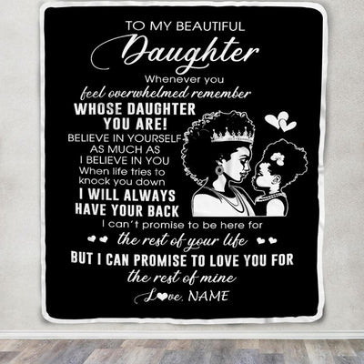 Personalized To My Daughter Blanket From Mom Mother African Woman Whenever You Feel Overwhelmed Daughter Birthday Graduation Customized Fleece Blanket | teecentury