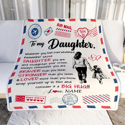 Personalized To My Daughter Blanket From Mom Mother Braver Stronger Loved Airmail Daughter Birthday Graduation Christmas Customized Fleece Throw Blanket | teecentury