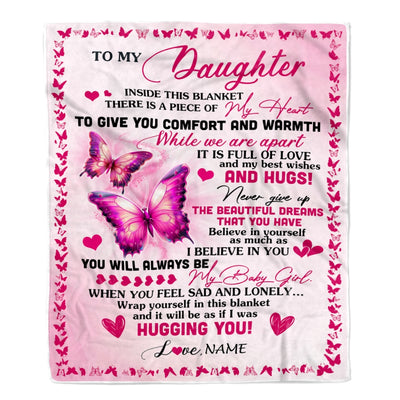 Personalized To My Daughter Blanket From Mom Mother Butterfly Inside This Blanket Daughter Birthday Graduation Thanksgiving Christmas Customized Fleece Blanket | teecentury