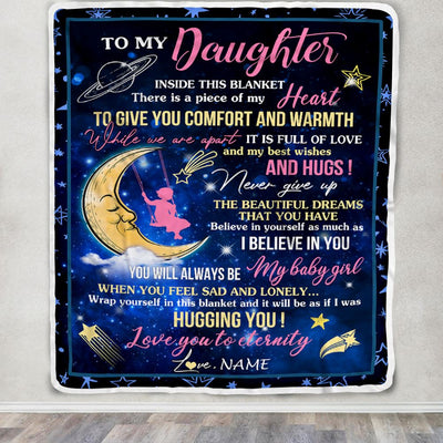 Personalized To My Daughter Blanket From Mom Mother Dad Father Inside This Blanket Sleeping Moon Daughter Birthday Christmas Customized Bed Fleece Blanket | teecentury