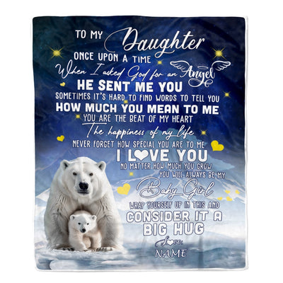 Personalized To My Daughter Blanket From Mom Mother Dad Polar Bear Never Forget I Love You Daughter Birthday Christmas Customized Fleece Throw Blanket | teecentury