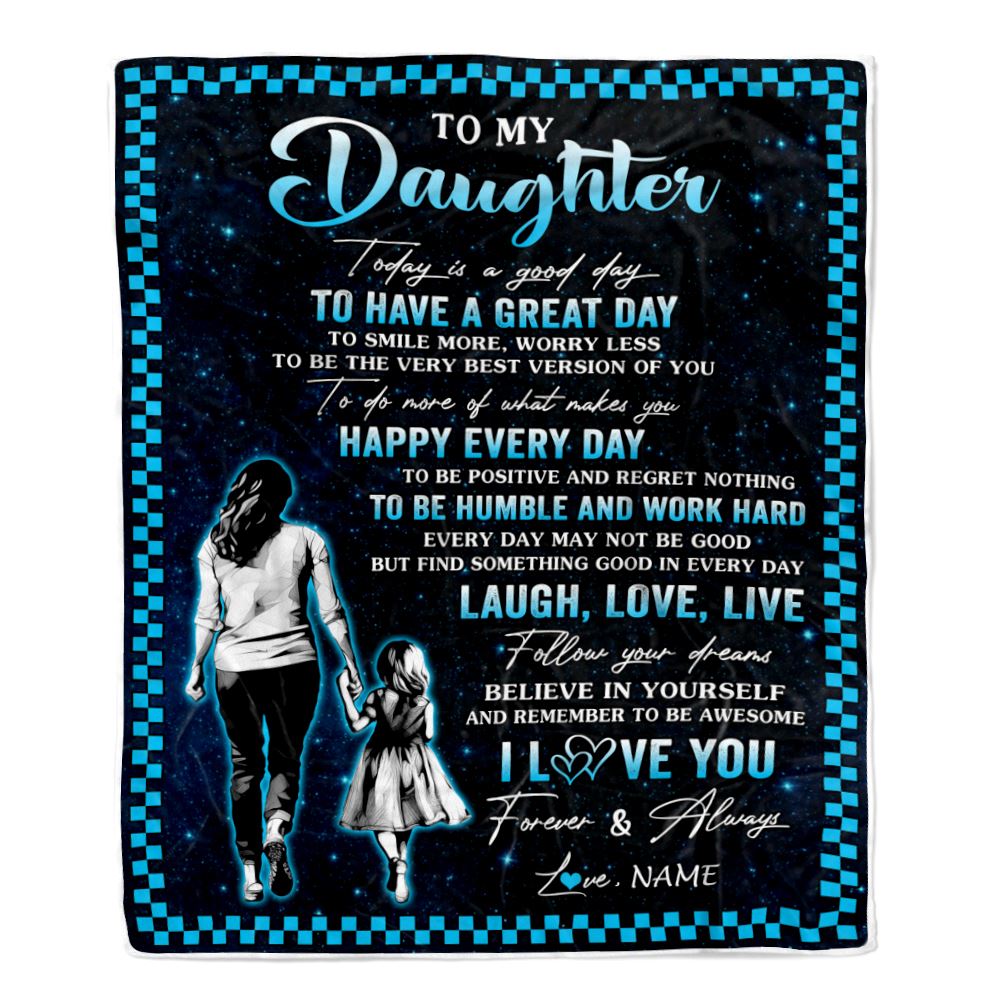 Personalized To My Daughter Blanket From Mom Mother Every Day Laugh Love Live Mom Daughter Birthday Gifts Graduation Christmas Customized Fleece Throw Blanket | teecentury