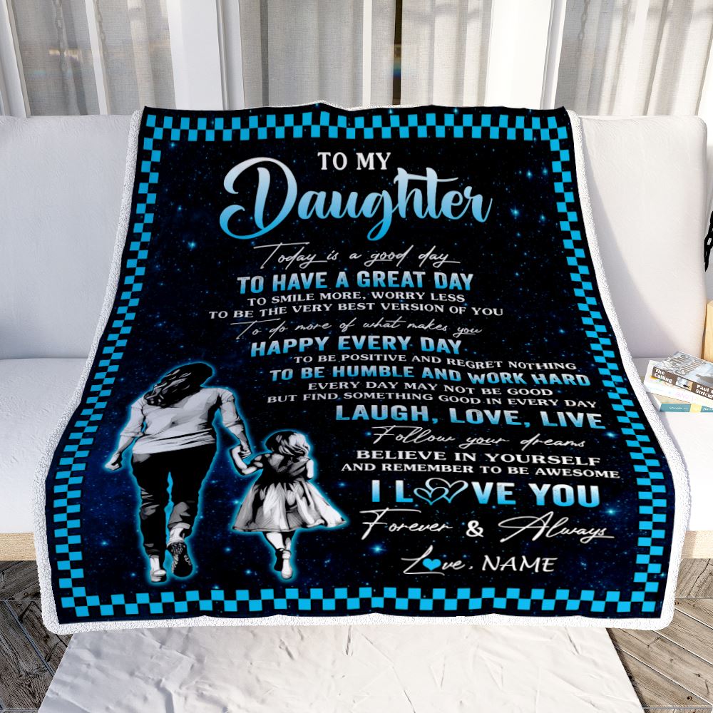 Personalized To My Daughter Blanket From Mom Mother Every Day Laugh Love Live Mom Daughter Birthday Gifts Graduation Christmas Customized Fleece Throw Blanket | teecentury