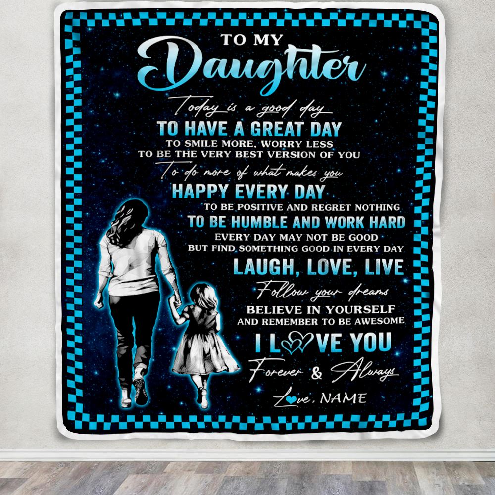 Personalized To My Daughter Blanket From Mom Mother Every Day Laugh Love Live Mom Daughter Birthday Gifts Graduation Christmas Customized Fleece Throw Blanket | teecentury