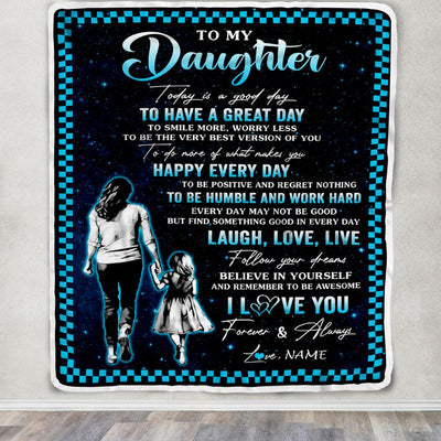Personalized To My Daughter Blanket From Mom Mother Every Day Laugh Love Live Mom Daughter Birthday Gifts Graduation Christmas Customized Fleece Throw Blanket | teecentury