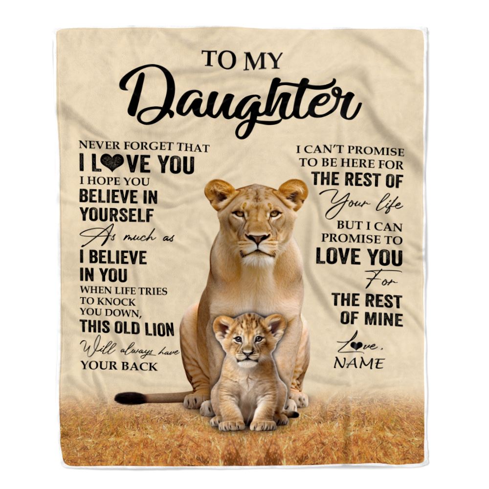 Personalized To My Daughter Blanket From Mom Mother Lion Never Forget That I Love You Daughter Birthday Gifts Graduation Christmas Customized Fleece Throw Blanket | teecentury