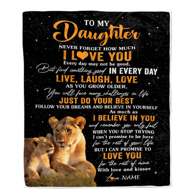 Personalized To My Daughter Blanket From Mom Mother Live Laugh Love Lion Daughter Birthday Gifts Positive Graduation Christmas Customized Fleece Blanket | teecentury