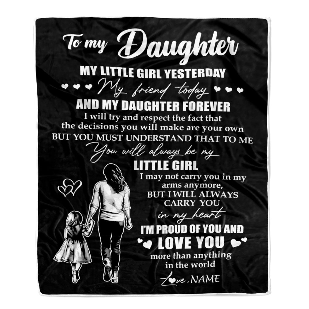 Personalized To My Daughter Blanket From Mom Mother My Little Girl My Friend Proud And Love Daughter Birthday Graduation Christmas Customized Fleece Blanket | teecentury