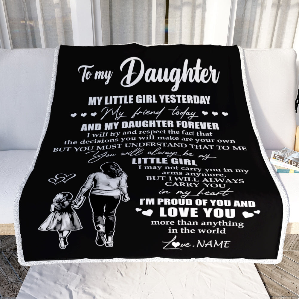 Personalized To My Daughter Blanket From Mom Mother My Little Girl My Friend Proud And Love Daughter Birthday Graduation Christmas Customized Fleece Blanket | teecentury