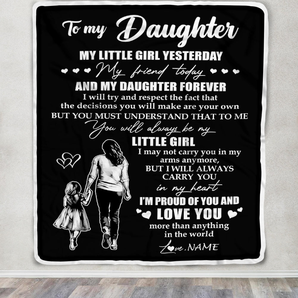 Personalized To My Daughter Blanket From Mom Mother My Little Girl My Friend Proud And Love Daughter Birthday Graduation Christmas Customized Fleece Blanket | teecentury