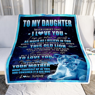 Personalized To My Daughter Blanket From Mom Mother Never Forget That I Love You Lion Daughter Birthday Thanksgiving Christmas Customized Fleece Throw Blanket Blanket | Teecentury.com