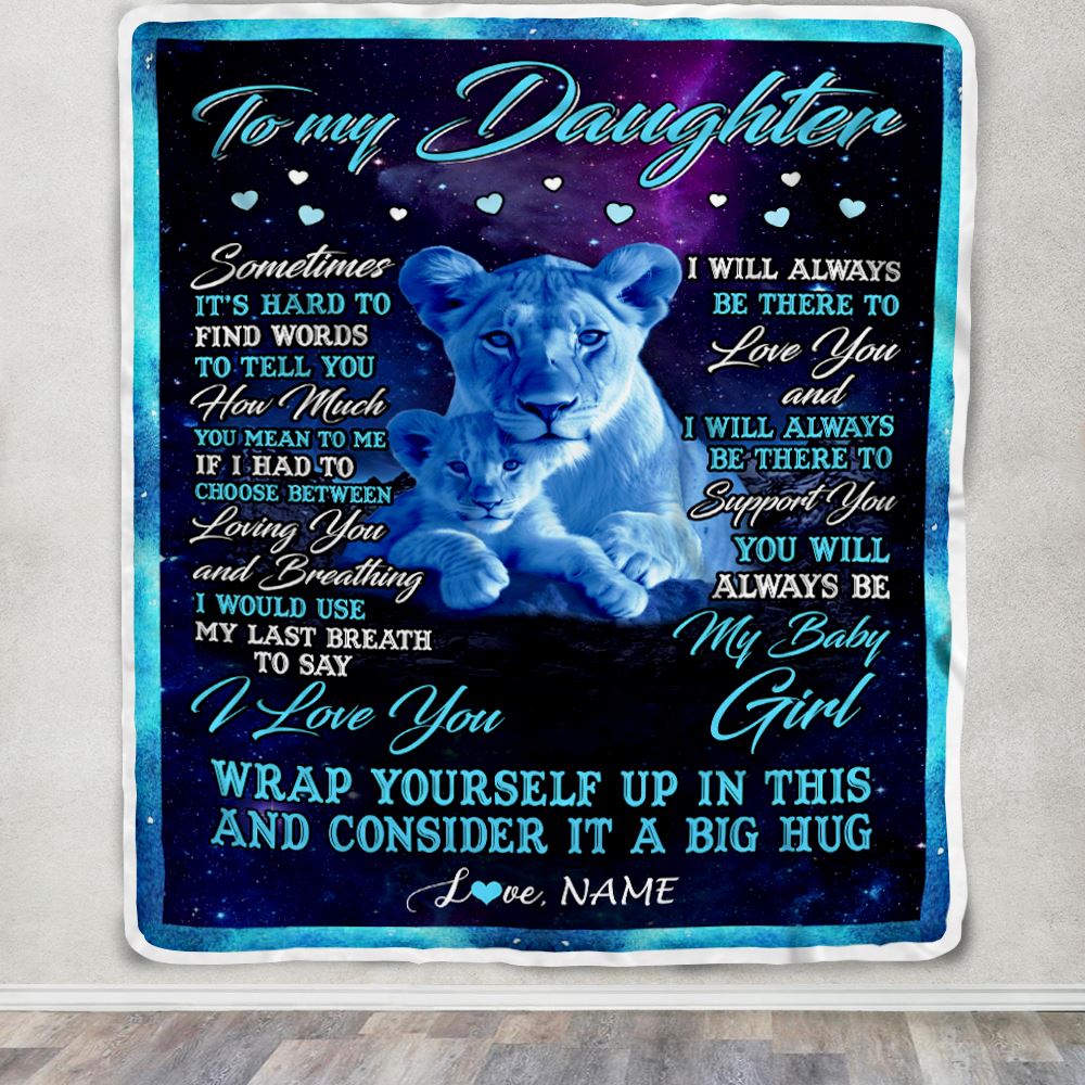 Personalized To My Daughter Blanket From Mom Mother Sometimes It's Hard Lion Daughter Gift Birthday Graduation Christmas Custom Customized Fleece Blanket | teecentury