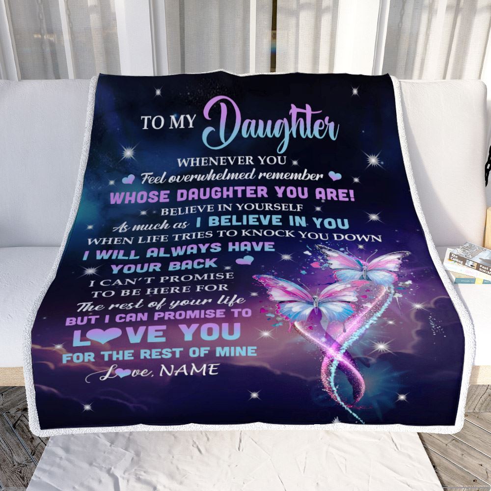 Personalized To My Daughter Blanket From Mom Mother Whenever You Feel Butterfly Daughter Birthday Gifts Graduation Christmas Customized Fleece Throw Blanket | teecentury
