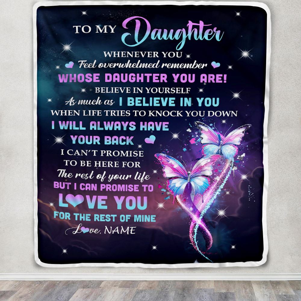 Personalized To My Daughter Blanket From Mom Mother Whenever You Feel Butterfly Daughter Birthday Gifts Graduation Christmas Customized Fleece Throw Blanket | teecentury