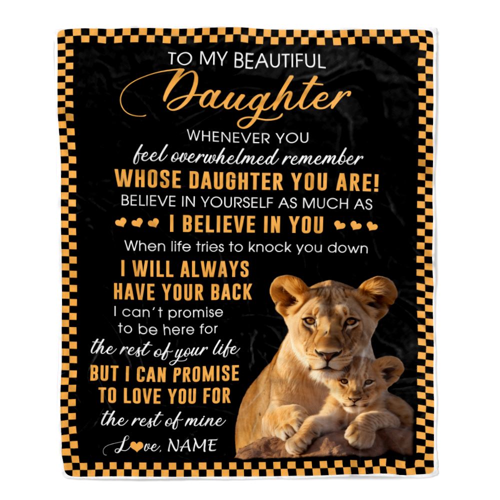 Personalized To My Daughter Blanket From Mom Mother Whenever You Feel Lion Daughter Birthday Gifts Graduation Christmas Customized Fleece Throw Blanket | teecentury