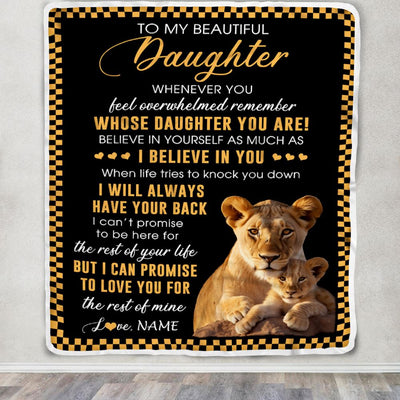 Personalized To My Daughter Blanket From Mom Mother Whenever You Feel Lion Daughter Birthday Gifts Graduation Christmas Customized Fleece Throw Blanket | teecentury