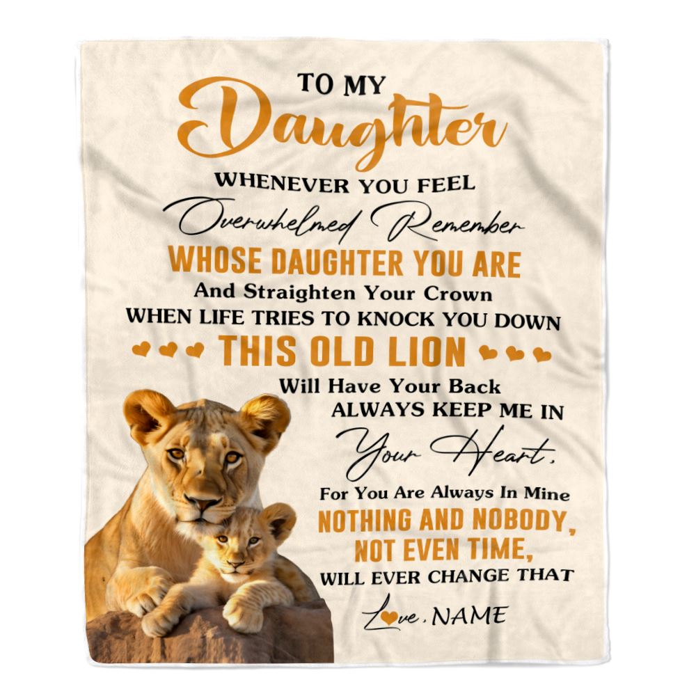 Personalized To My Daughter Blanket From Mom Mother Whenever You Fell Overwhelmed Lion Daughter Birthday Gifts Graduation Christmas Customized Fleece Blanket | teecentury