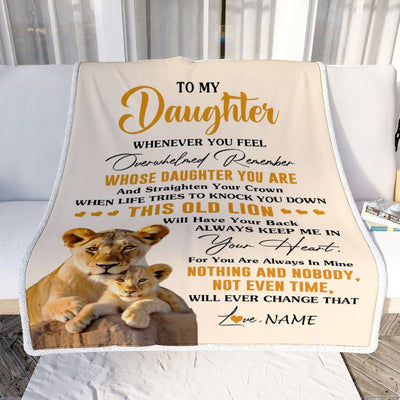 Personalized To My Daughter Blanket From Mom Mother Whenever You Fell Overwhelmed Lion Daughter Birthday Gifts Graduation Christmas Customized Fleece Blanket | teecentury