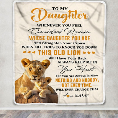 Personalized To My Daughter Blanket From Mom Mother Whenever You Fell Overwhelmed Lion Daughter Birthday Gifts Graduation Christmas Customized Fleece Blanket | teecentury