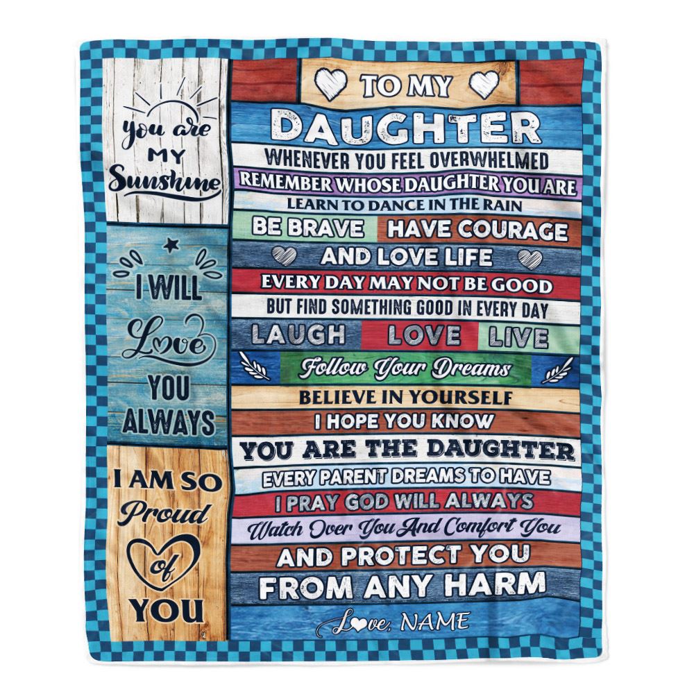 Personalized To My Daughter Blanket From Mom Mother Wood Whenever You Feel Overwhelmed Daughter Birthday Graduation Christmas Customized Fleece Blanket | teecentury