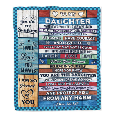 Personalized To My Daughter Blanket From Mom Mother Wood Whenever You Feel Overwhelmed Daughter Birthday Graduation Christmas Customized Fleece Blanket | teecentury