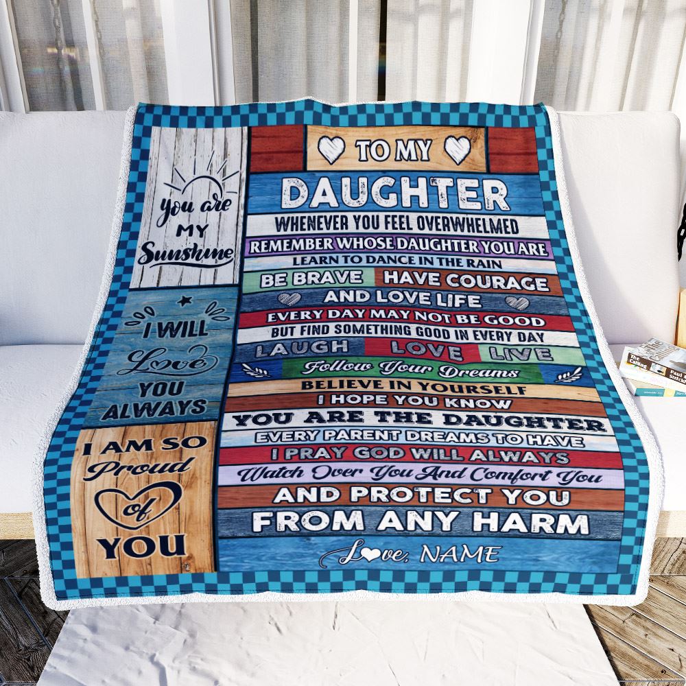 Personalized To My Daughter Blanket From Mom Mother Wood Whenever You Feel Overwhelmed Daughter Birthday Graduation Christmas Customized Fleece Blanket | teecentury
