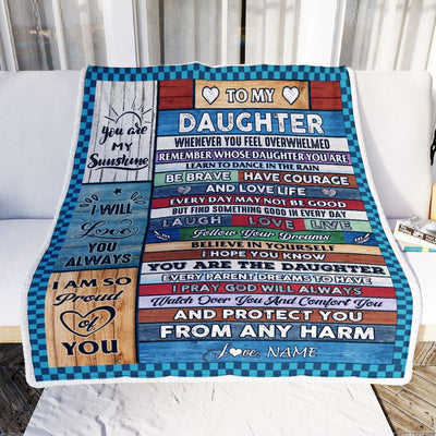 Personalized To My Daughter Blanket From Mom Mother Wood Whenever You Feel Overwhelmed Daughter Birthday Graduation Christmas Customized Fleece Blanket | teecentury