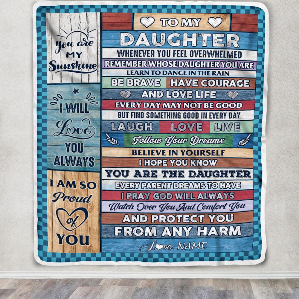 Personalized To My Daughter Blanket From Mom Mother Wood Whenever You Feel Overwhelmed Daughter Birthday Graduation Christmas Customized Fleece Blanket | teecentury
