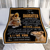 Personalized To My Daughter Blanket From Mom Mother You Will Never Lose Lion Daughter Birthday Gifts Graduation Christmas Customized Fleece Throw Blanket | teecentury